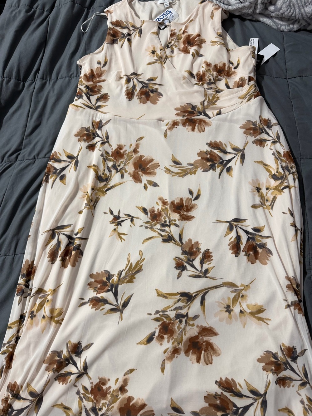 Studio I Cream Maxi Dress with Brown Floral Print